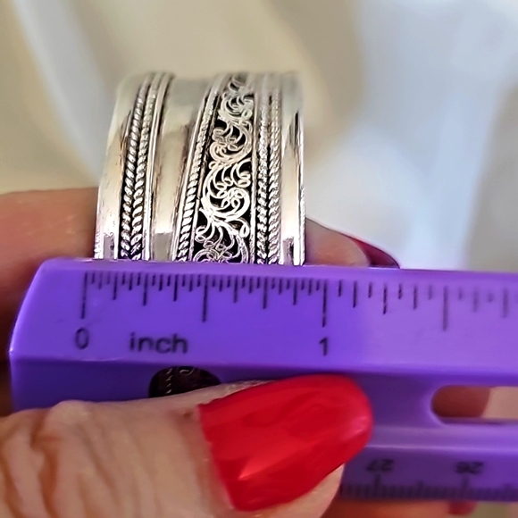 Sterling Silver Wide Cuff Bracelet Heavy! 39 Grams! - Picture 10 of 11